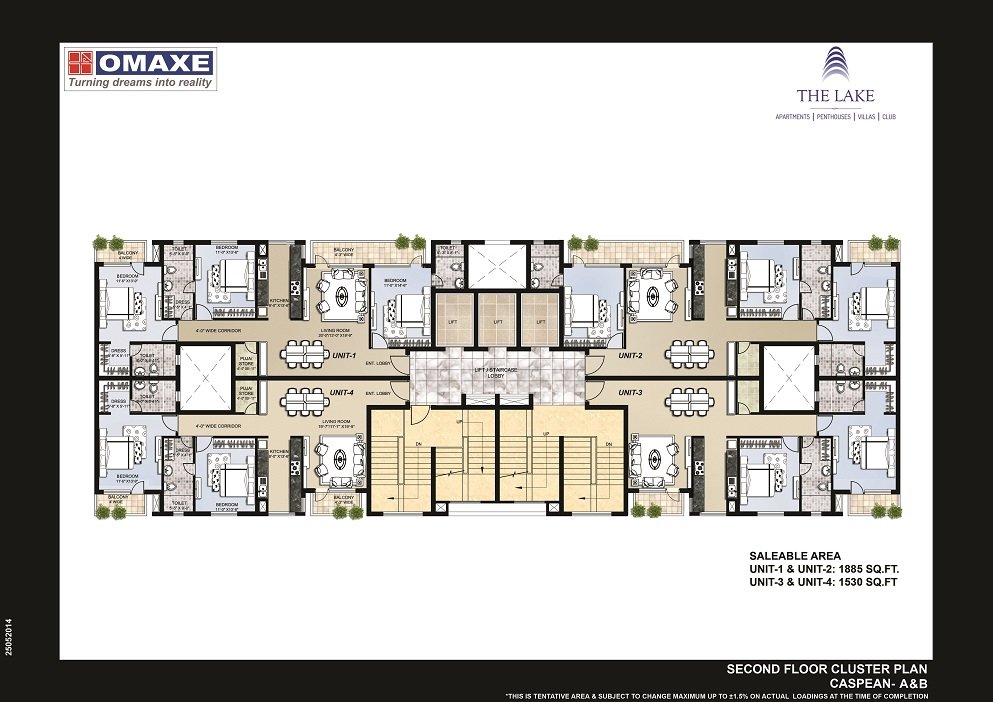 3 BHK Floor Plan - Emerald Tower