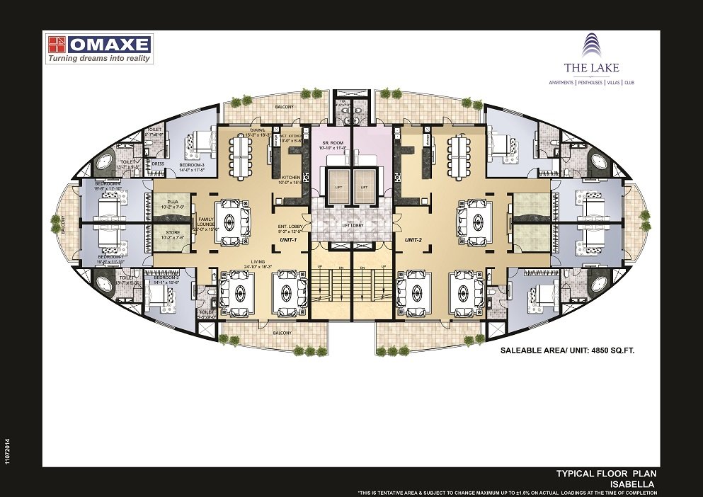 4 BHK 2760 sqft Floor Plan - Emerald Tower